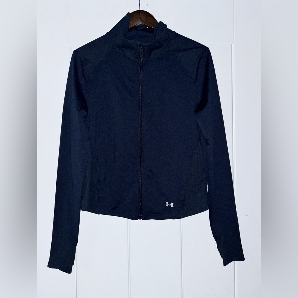 Under Armour Full Zip Mock Neck Long‎ Sleeve Top Athletic Running Women L NEW
